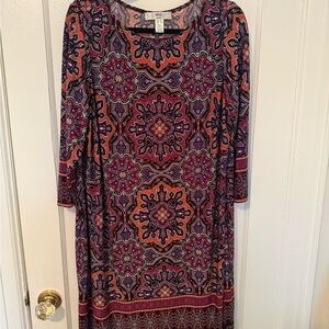 Vibrant Long Sleeve Paisley Dress